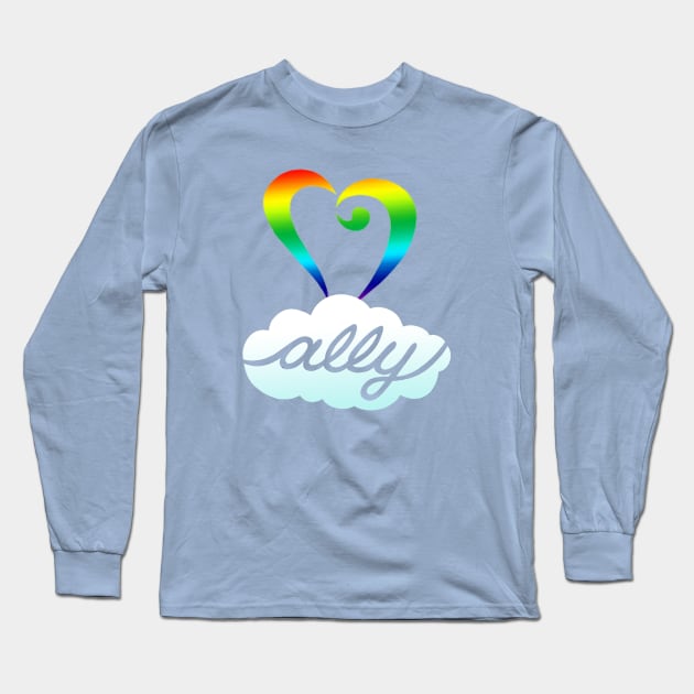 Rainbow Heart LGBT Ally Shirt Long Sleeve T-Shirt by AdrienneAllen